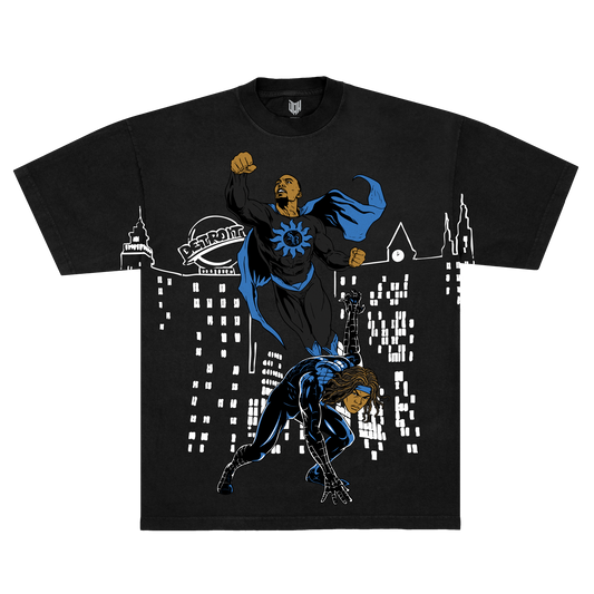 Superheroes Tee (Black) collab with Saint Brown
