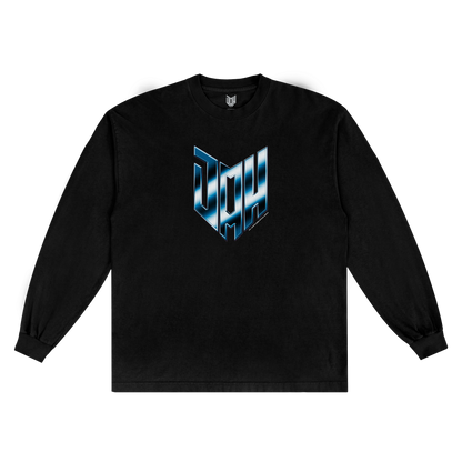 Chrome Logo Long-Sleeve Tee (Black)